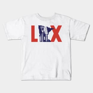 Lacrosse Player USA American Flag Kids T-Shirt